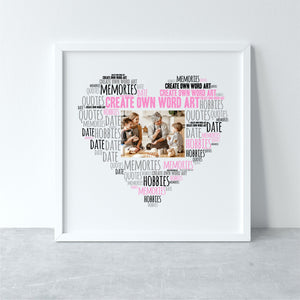 Word Art Print Personalised Photo Frame | Heart Design PureEssenceGreetings
