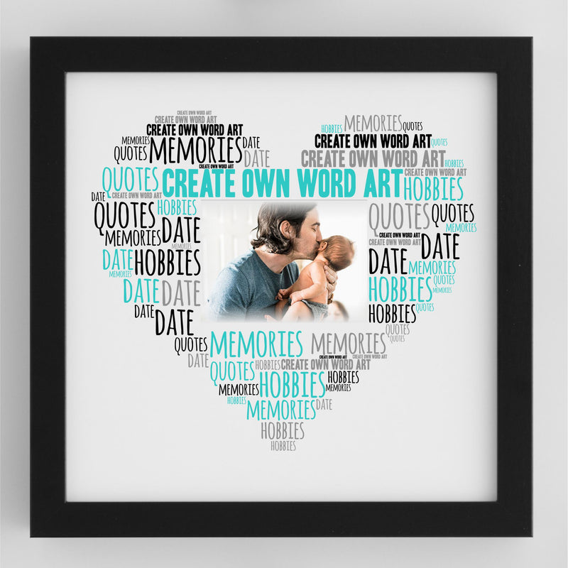 Word Art Print Personalised Photo Frame | Heart Design PureEssenceGreetings