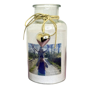 Personalised LED Photo Candle Jar Light with Heart Attachment PureEssenceGreetings