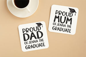 MUM DAD Personalised Graduate Coasters PureEssenceGreetings