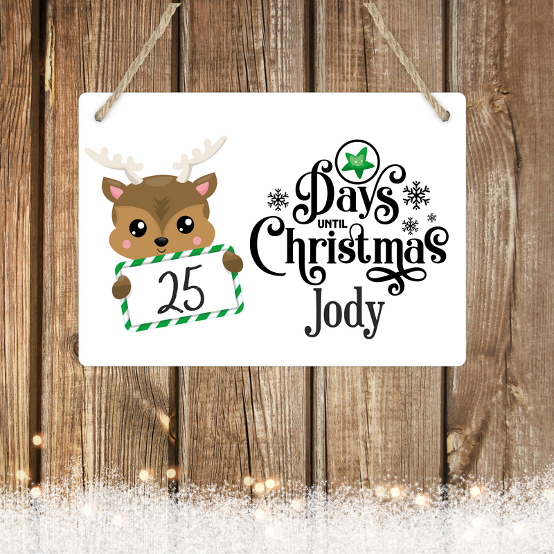 Countdown to Christmas Personalised Metal Plaque Sign PureEssenceGreetings