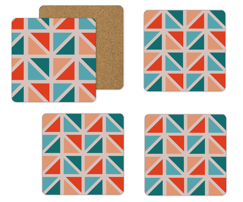 Geometrical Retro Design Coaster Set | Pack of 4 PureEssenceGreetings