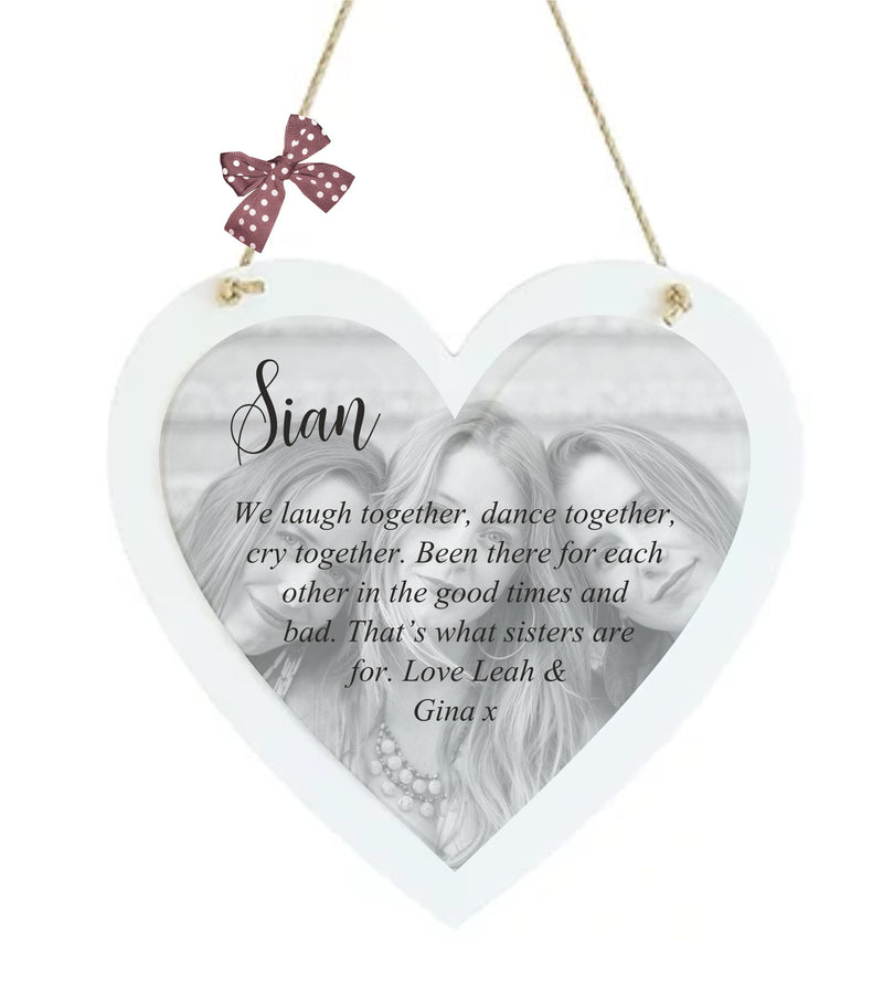 What Sisters Are For Personalised Heart Photo Plaque PureEssenceGreetings