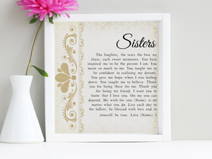My Wish for You Sister Personalised Framed Poem - PureEssenceGreetings 