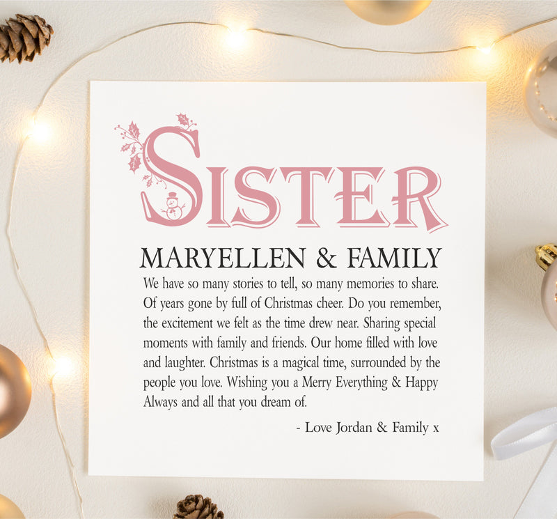 SISTER Personalised Christmas Card PureEssenceGreetings