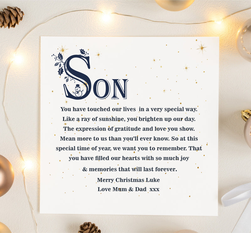 Son Personalised Christmas Poem Card PureEssenceGreetings 