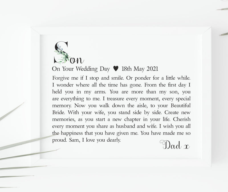 Son On Your Wedding Day Poem PureEssenceGreetings 