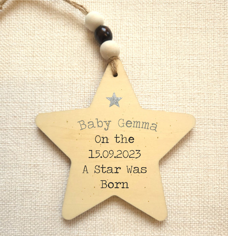 Newborn Baby Personalised Hanging Star | Gift Tag | Plaque | Decoration PureEssenceGreetings