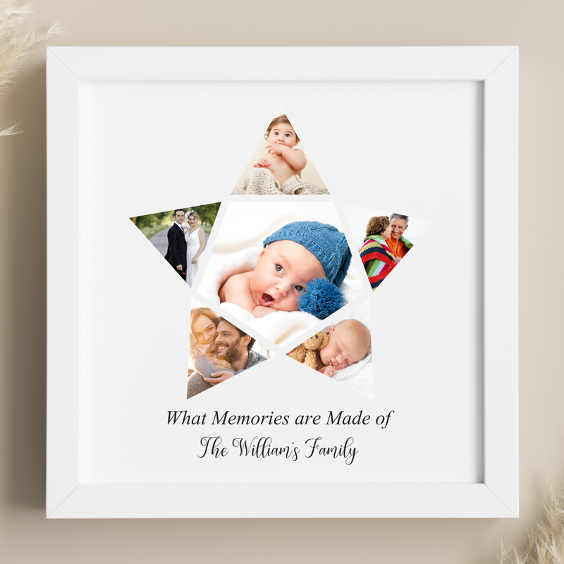 Framed Personalised Star Photo Collage With Your Own Message | 6 Images PureEssenceGreetings
