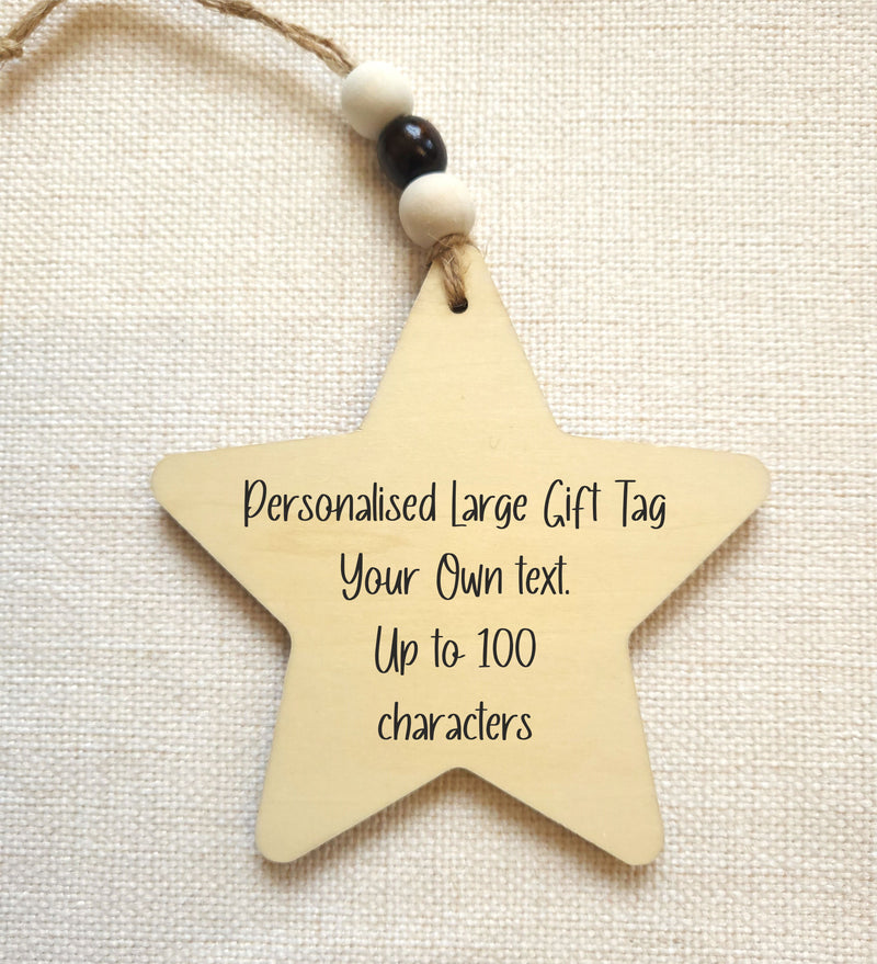 Personalised Wood Star - Own Text | Gift Tag | Plaque | Decoration PureEssenceGreetings