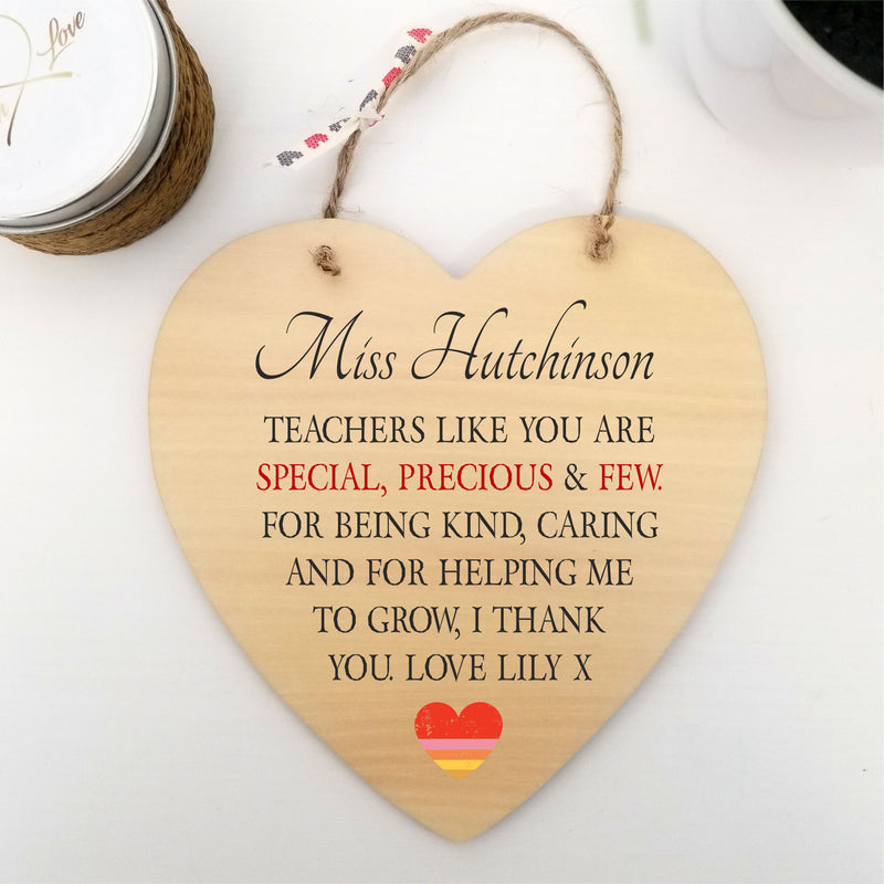 PRECIOUS & FEW Personalised Teacher Heart Plaque PureEssenceGreetings