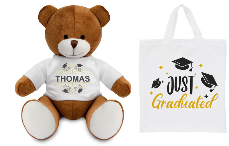 Congratulations Graduation Personalised Teddy and Bag PureEssenceGreetings
