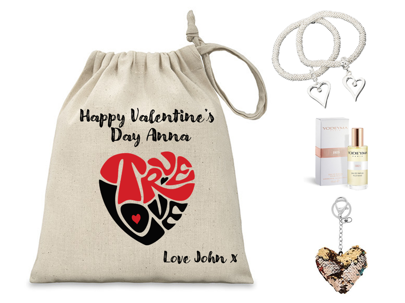 True Love Personalised Valentine's Gift Set | Yodeyma Perfume | Equilibrium Heart Bracelet - PureEssenceGreetings 