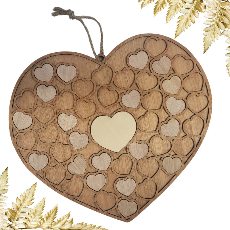 Large Wooden Heart Guestbook Hanging  Plaque | Own Text PureEssenceGreetings