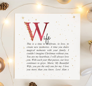 Wife Personalised Christmas Poem Card PureEssenceGreetings 