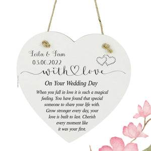 WITH LOVE Personalised Wedding Heart Plaque PureEssenceGreetings