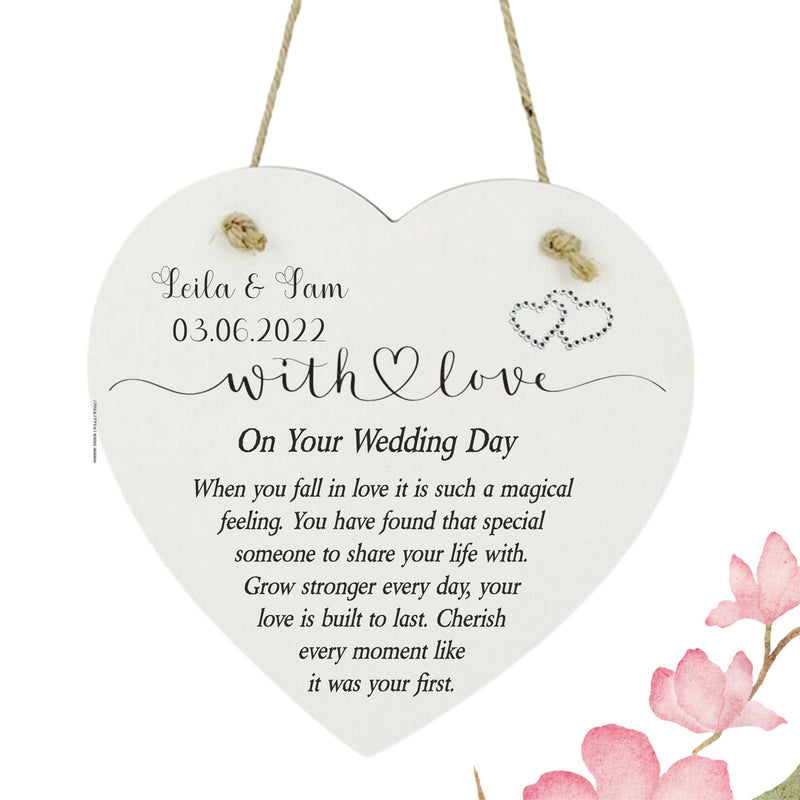WITH LOVE Personalised Wedding Heart Plaque PureEssenceGreetings