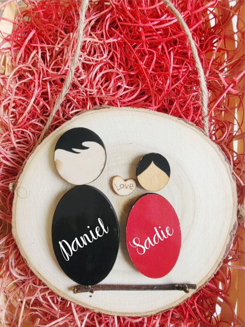Personalised 3D Wood Pebble Art Design Plaque For Couples PureEssenceGreetings