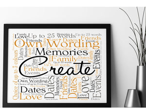 Create Your Own Word Art Print - UNFRAMED. A4 - PureEssenceGreetings 