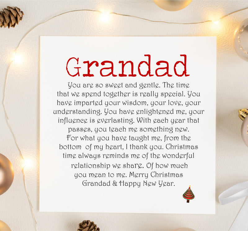 Grandad Personalised Christmas Poem Card PureEssenceGreetings 