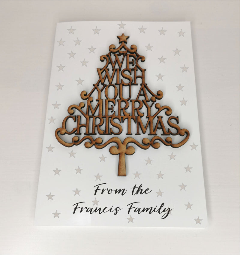 Personalised Wood Christmas Tree Card